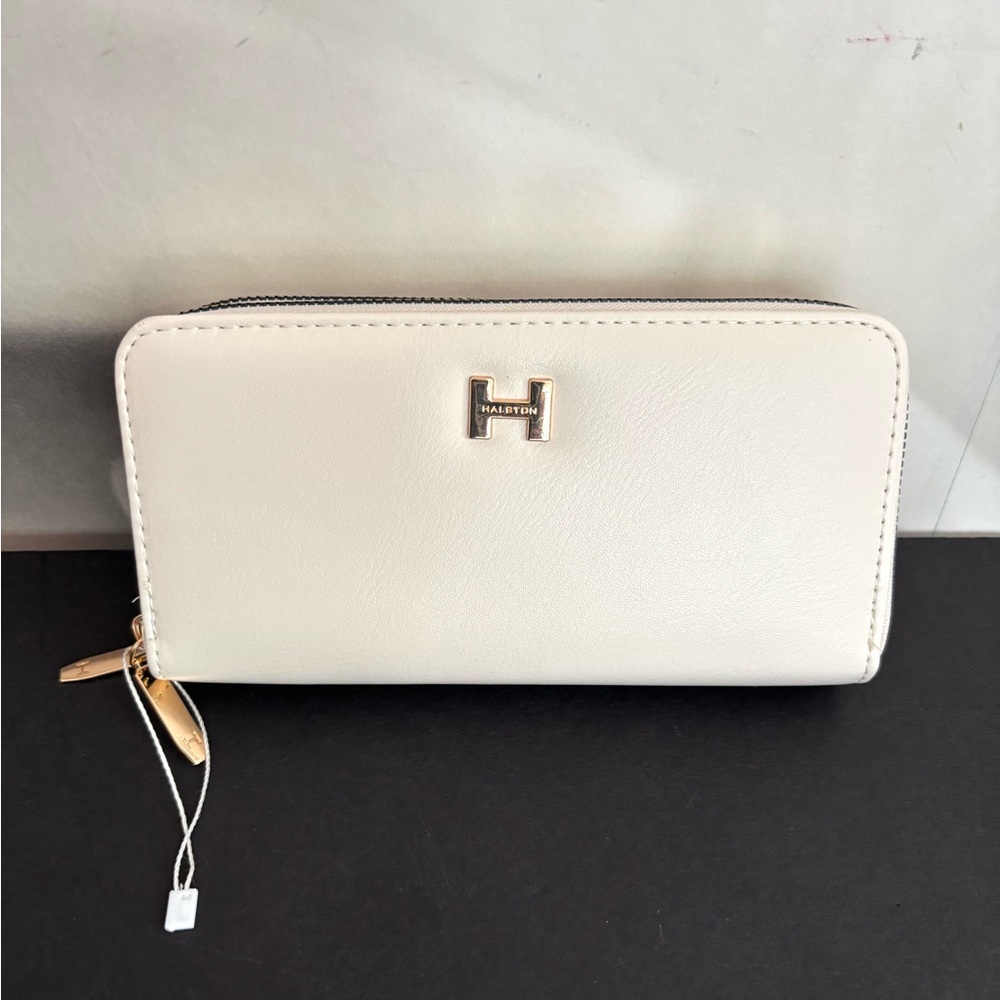NWOT H by Halston cream wallet